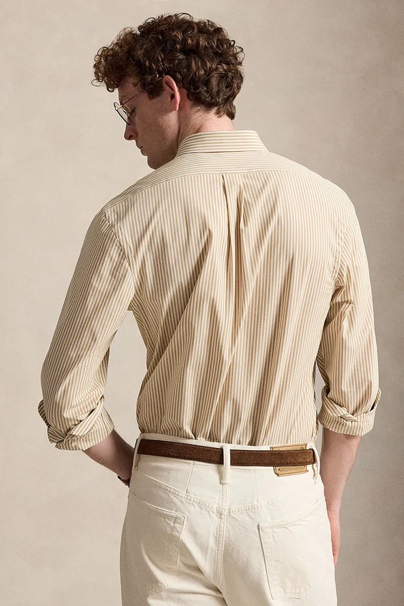 Polo Ralph Lauren košeľa pánska bavlnená s elastanom 710929344 béžová AW25