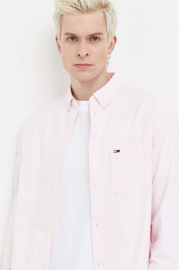 Tommy Jeans koszula bawełniana różowy DM0DM18335