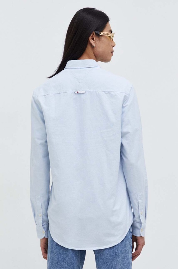 Tommy Jeans koszula bawełniana niebieski DM0DM18335