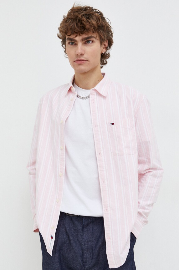 Tommy Jeans koszula bawełniana wzorzyste różowy DM0DM18336