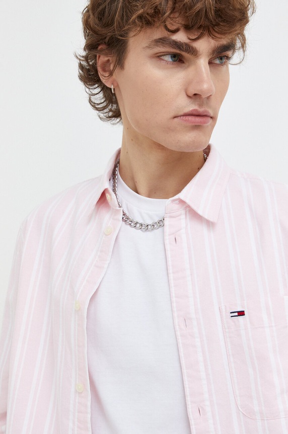 Tommy Jeans koszula bawełniana różowy DM0DM18336