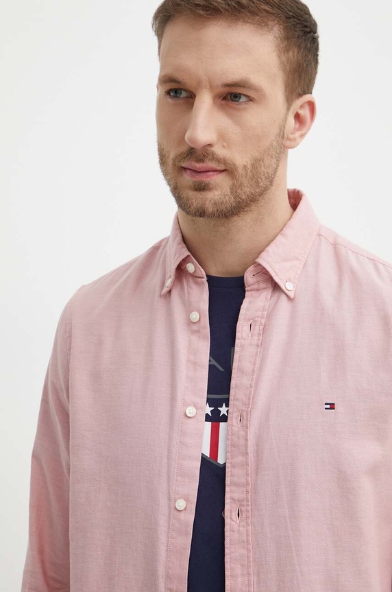 Bavlněná košile Tommy Hilfiger MW0MW33782 růžová