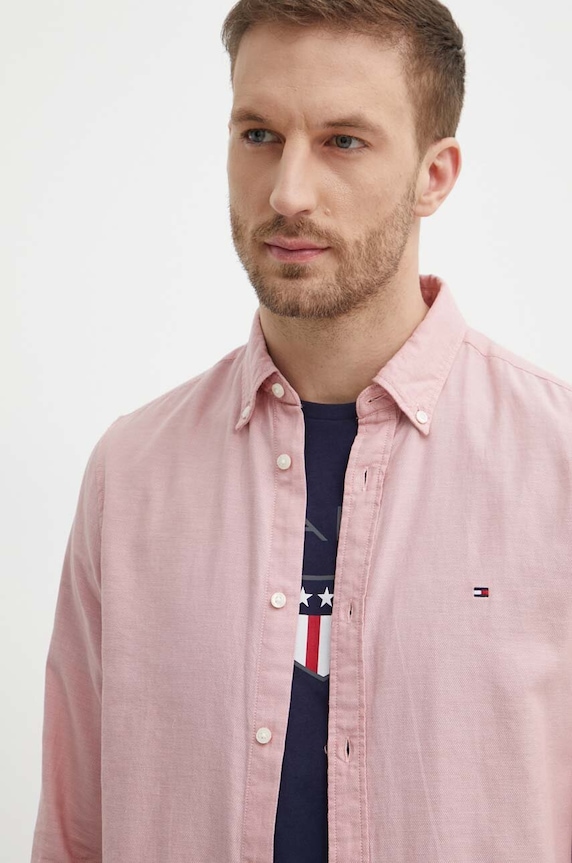 Bavlněná košile Tommy Hilfiger MW0MW33782 růžová
