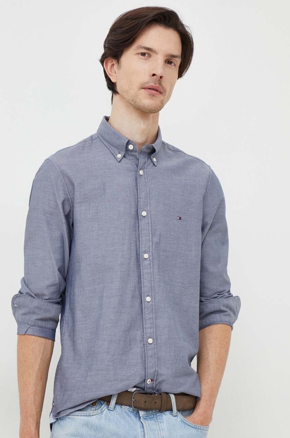Tommy Hilfiger koszula bawełniana MW0MW33782 granatowy