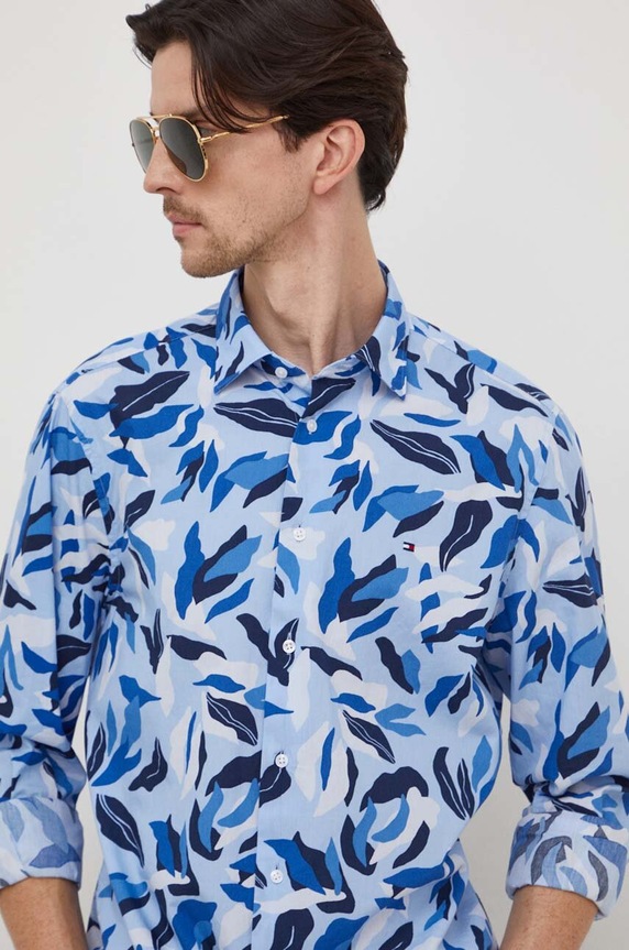 Tommy Hilfiger koszula bawełniana MW0MW33824 niebieski