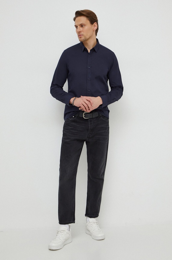Košeľa Calvin Klein K10K110856 tmavomodrá SS25
