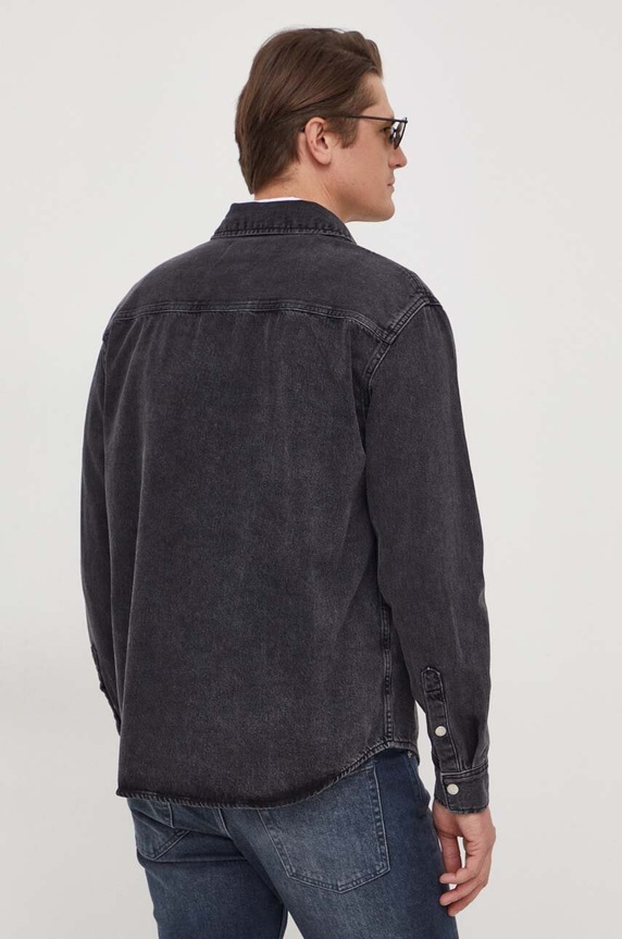 Odzież Calvin Klein Jeans kurtka jeansowa J30J324581 czarny