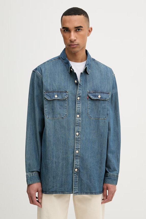 Levi's cămașă de damă din denim JACKSON WORKER carouri albastru 19573