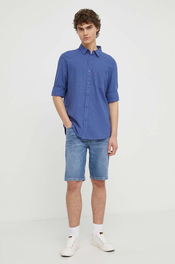 Bavlněná košile Levi's 85746 modrá SS26