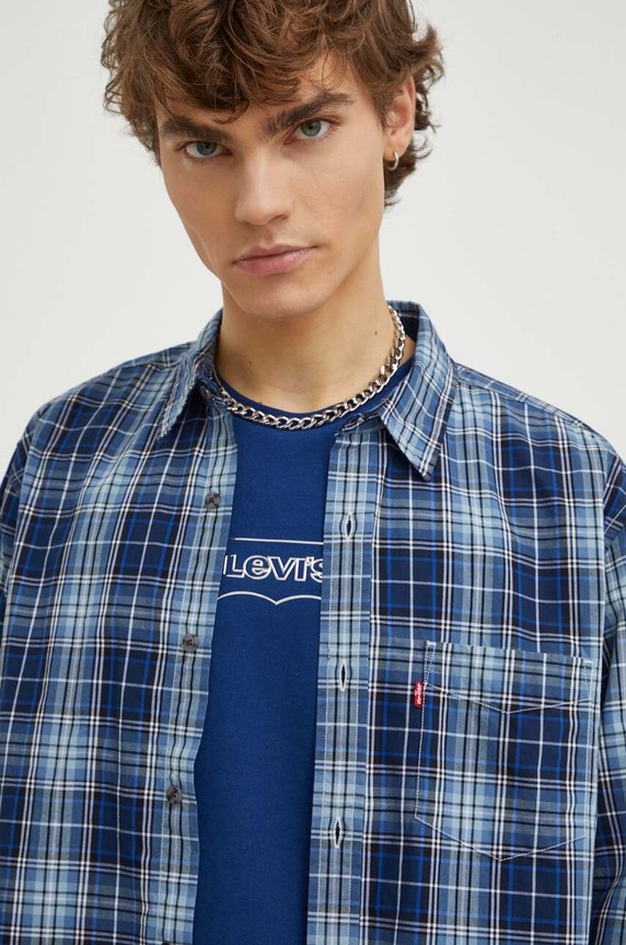 Bavlnená košeľa Levi's 85746 tmavomodrá