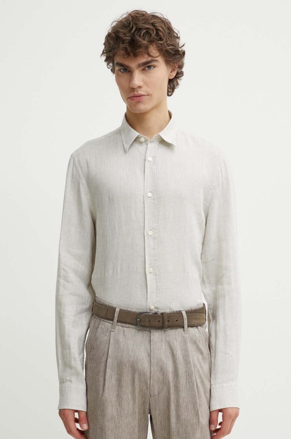 Сорочка з льону Tiger Of Sweden Spenser casual бежевий T69002012