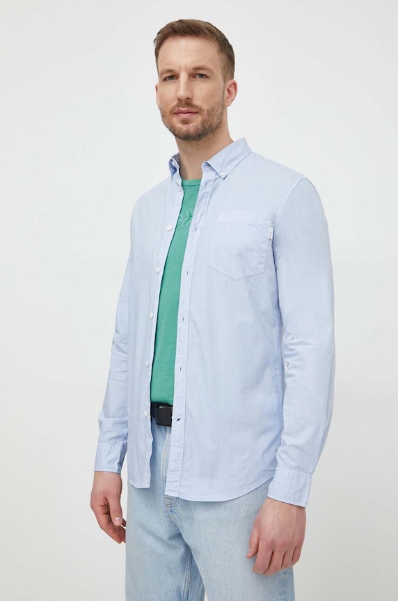 Pepe Jeans camasa din bumbac Prince lung albastru PM308270