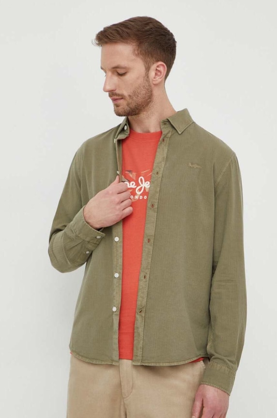 Bavlnená košeľa Pepe Jeans PHIL zelená PM308274