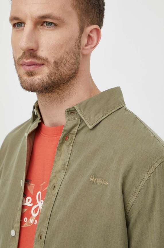 Bavlnená košeľa Pepe Jeans PHIL PM308274 zelená