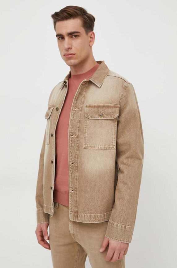 Джинсовая рубашка Pepe Jeans Enzo COLOUR casual бежевый PM308285