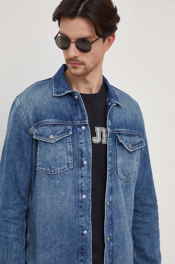 Pepe Jeans koszula jeansowa Dave Liberty granatowy PM308286
