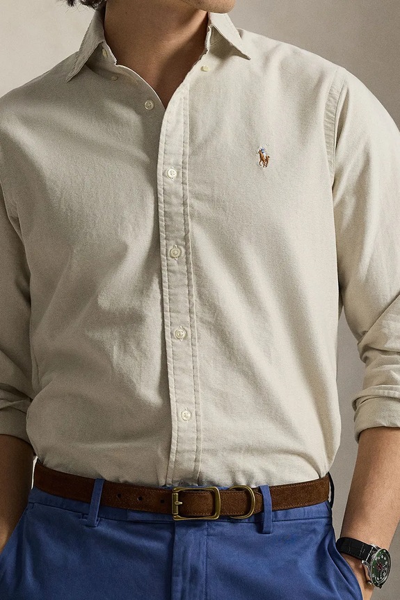 Polo Ralph Lauren koszula męska bawełniana brązowy 710805562