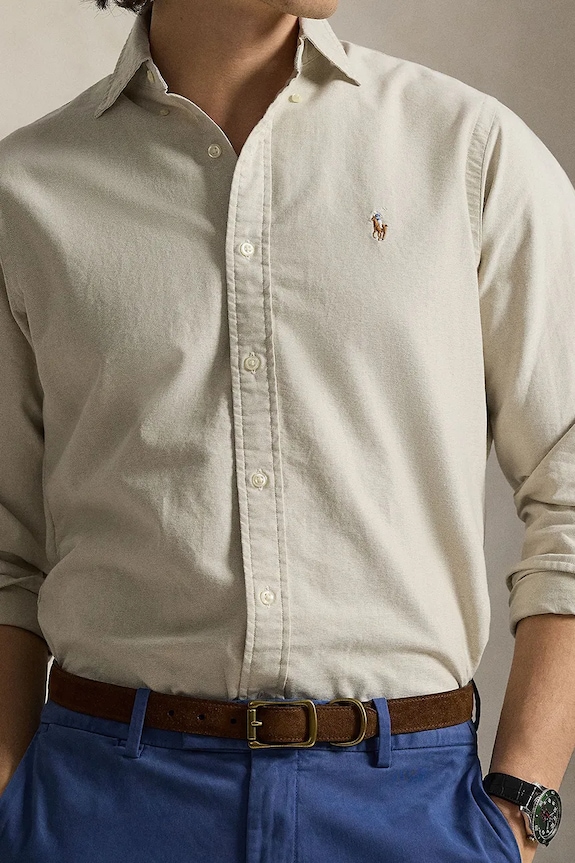 Polo Ralph Lauren koszula męska bawełniana brązowy 710805562