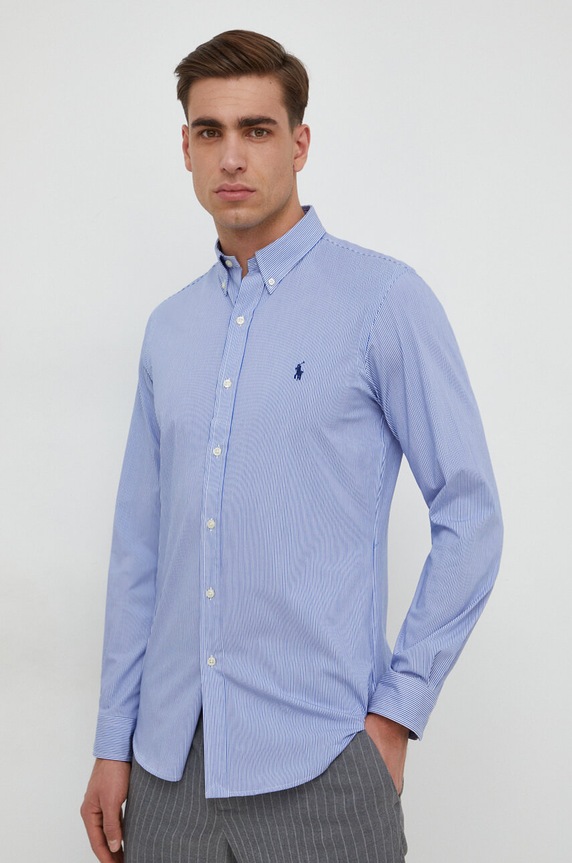 Košile Polo Ralph Lauren s elastanem modrá 710928254