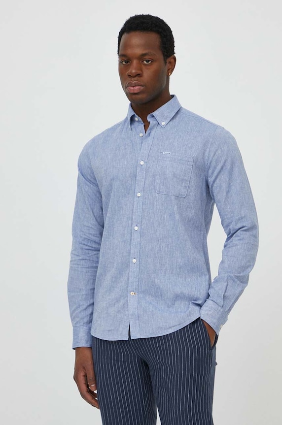Barbour koszula lniana MSH5090 niebieski SS26
