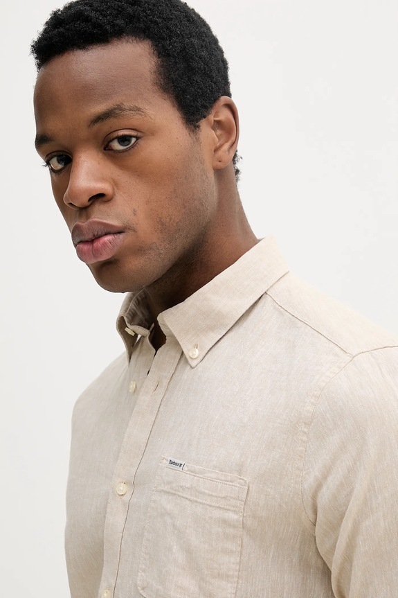 Ľanová košeľa Barbour béžová MSH5090