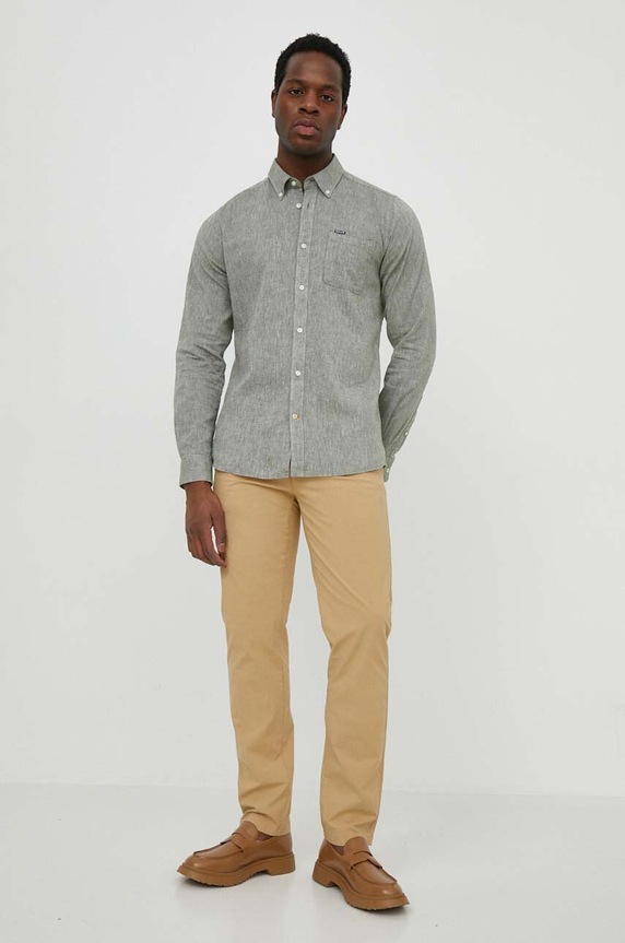 Oblečenie Ľanová košeľa Barbour MSH5090 zelená