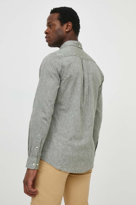 Ľanová košeľa Barbour zelená MSH5090