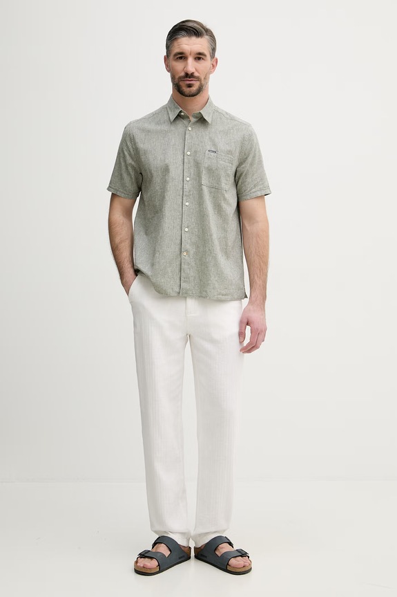 Barbour koszula męska z lnem MSH5093 zielony SS26