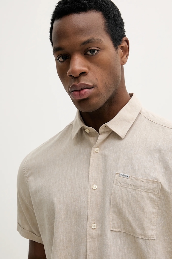 Barbour Shirt Dept - Summer košeľa s ľanom pánska béžová MSH5093