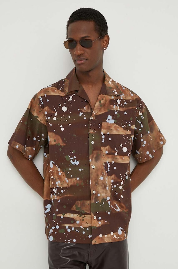 MSGM koszula bawełniana brązowy 3640ME08.247050