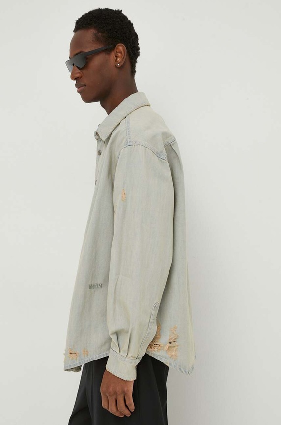 MSGM koszula jeansowa bawełna niebieski 3640ME231L.247098