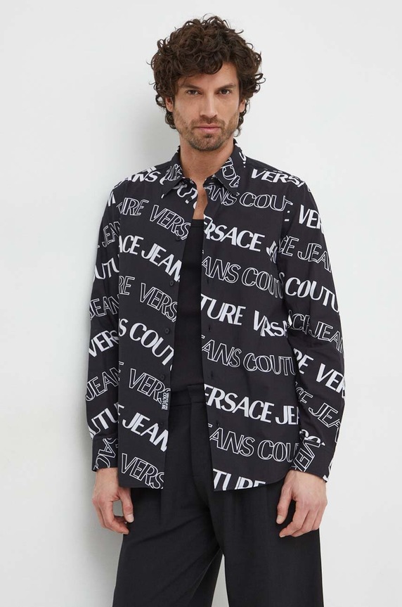 Bavlněná košile Versace Jeans Couture regular černá 76GAL2R0.NS405