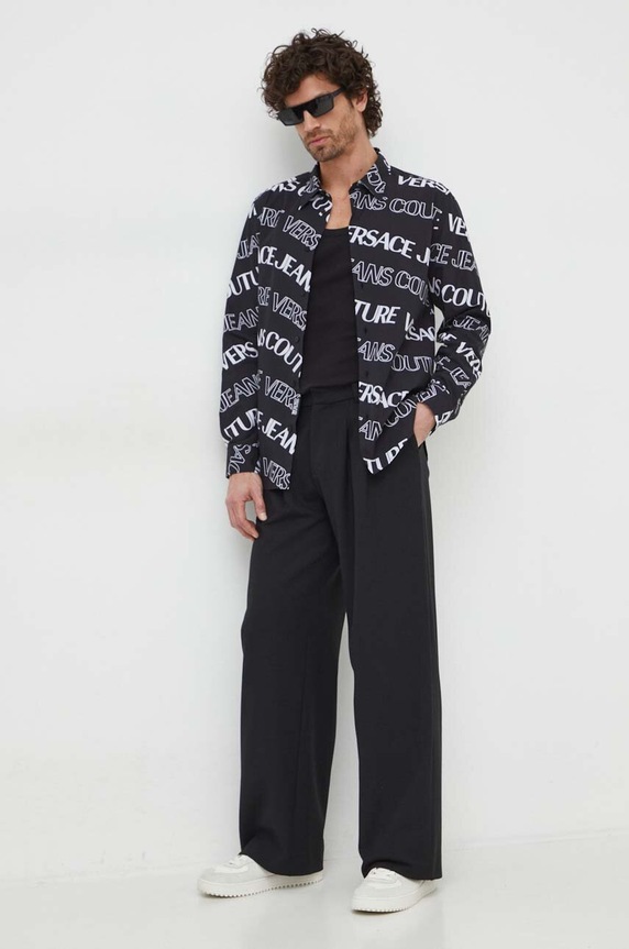 Bavlněná košile Versace Jeans Couture 76GAL2R0.NS405 černá SS24
