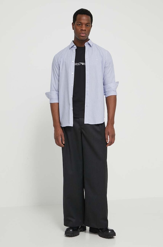 Oblečení Bavlněná košile Armani Exchange 3DZC16.ZN4SZ námořnická modř