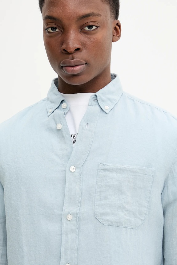 HUGO camicia di lino blu 50514162