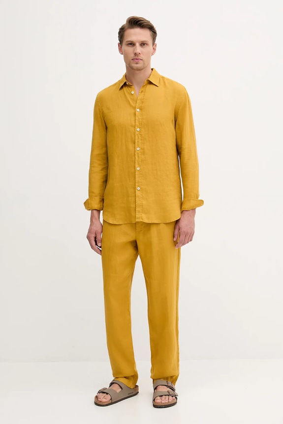 United Colors of Benetton Cămașă pentru bărbați din in 5BKU5QJG8 galben AA00