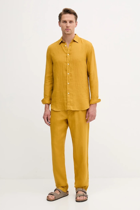 United Colors of Benetton Cămașă pentru bărbați din in 5BKU5QJG8 galben AA00