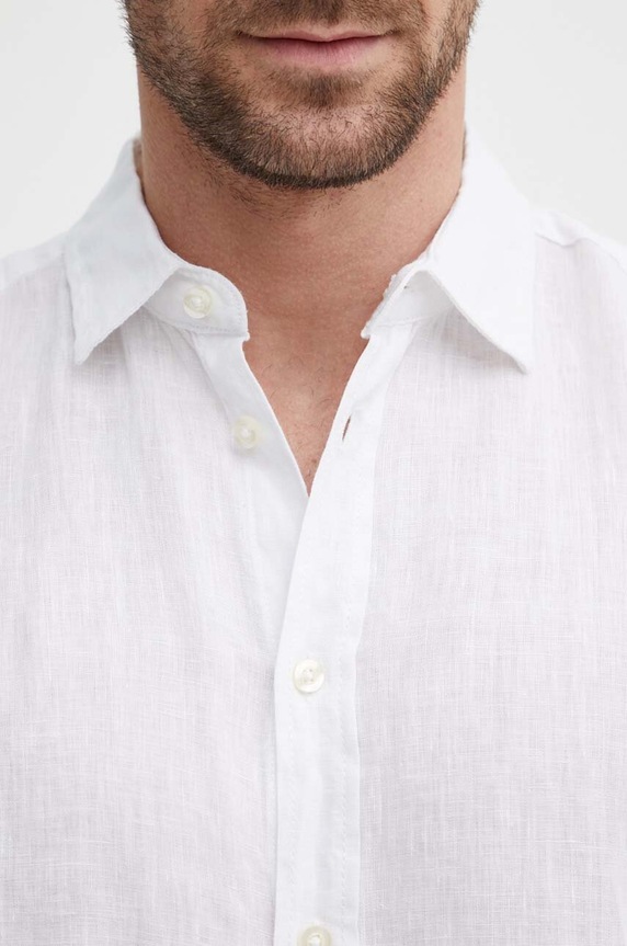 United Colors of Benetton πουκάμισο ανδρικό λινό 5BKU5QJH8 λευκό SS26