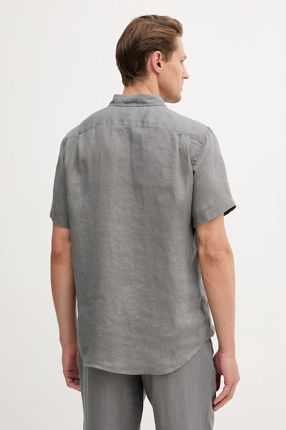 Ρούχα United Colors of Benetton Πουκάμισο ανδρικό λινό 5BKU5QJH8 γκρί
