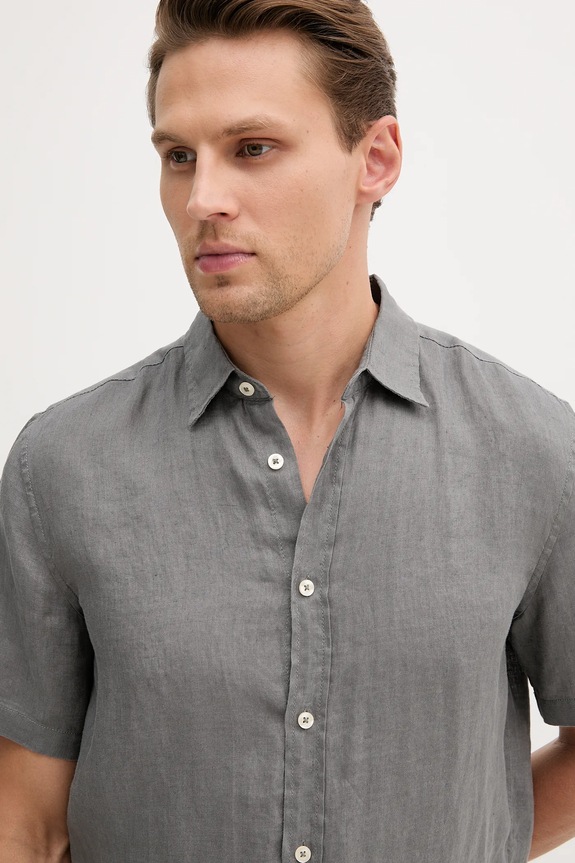 United Colors of Benetton Πουκάμισο ανδρικό λινό γκρί 5BKU5QJH8