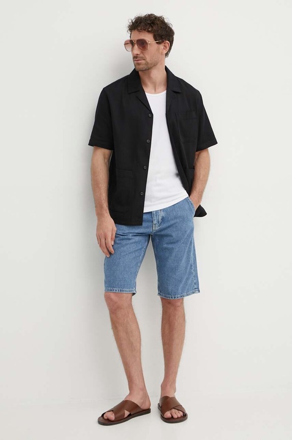 United Colors of Benetton koszula 58TYUQ046 czarny SS24