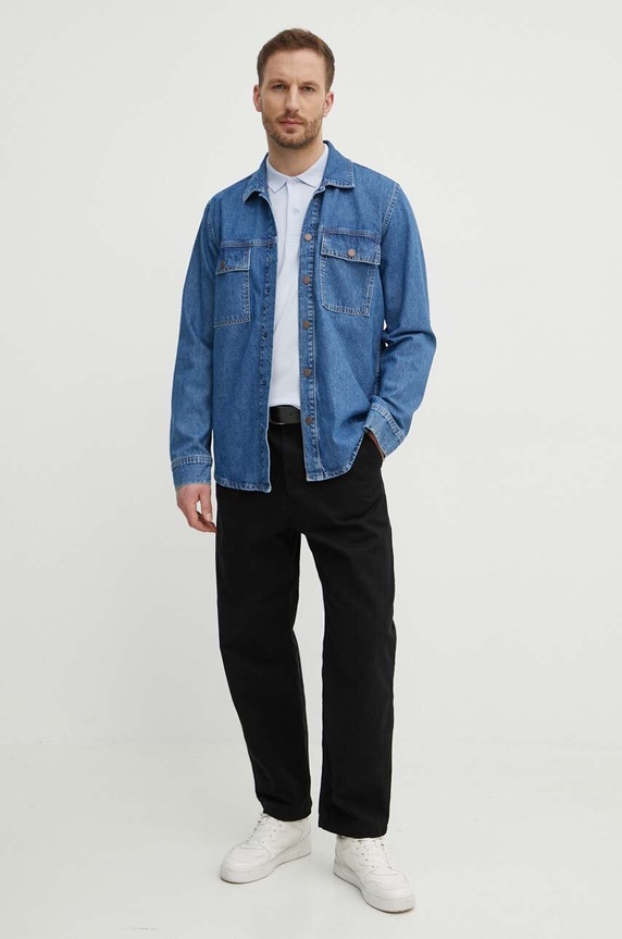 Pepe Jeans camasa jeans lung albastru PM308519
