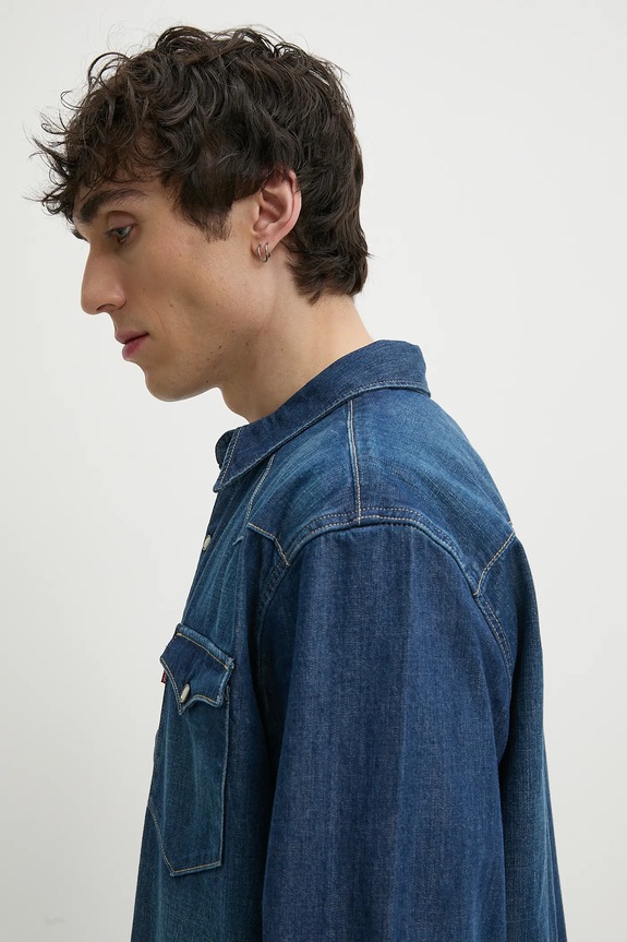 Βαμβακερό πουκάμισο Levi's σκούρο μπλε 85744