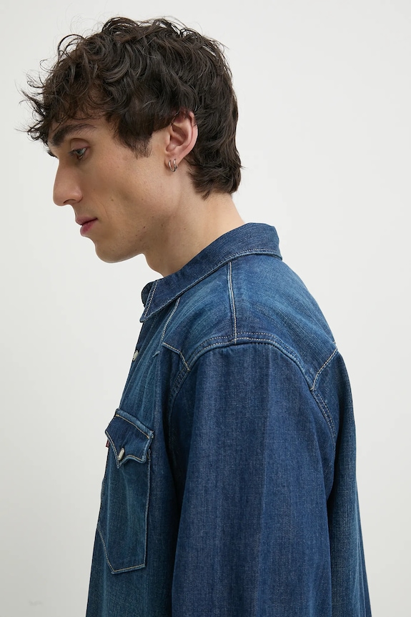 Βαμβακερό πουκάμισο Levi's σκούρο μπλε 85744