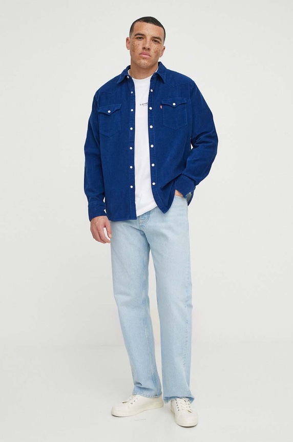 Odzież Levi's koszula bawełniana 85744 granatowy