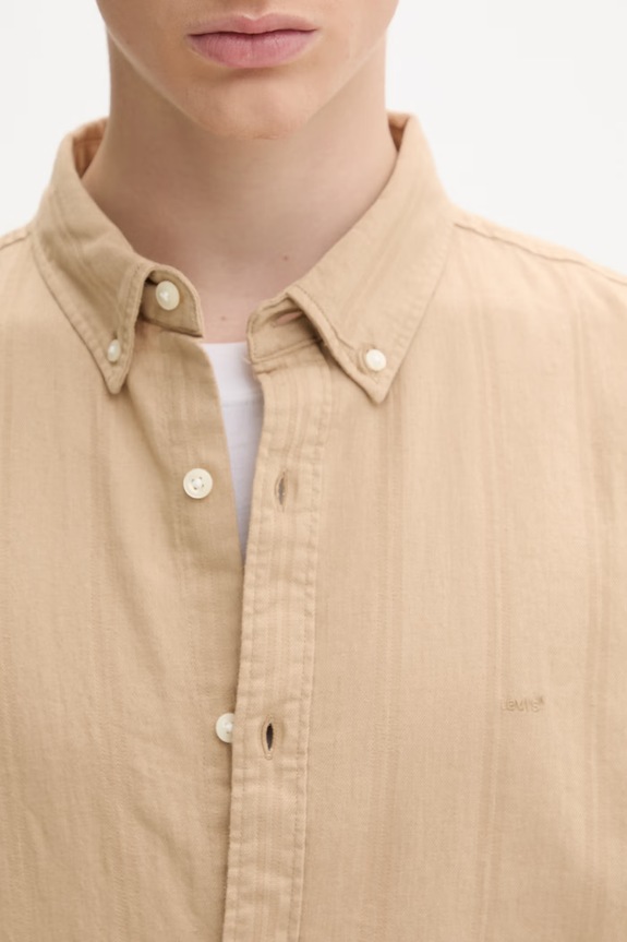 Levi's koszula męska z lnem A7210 beżowy