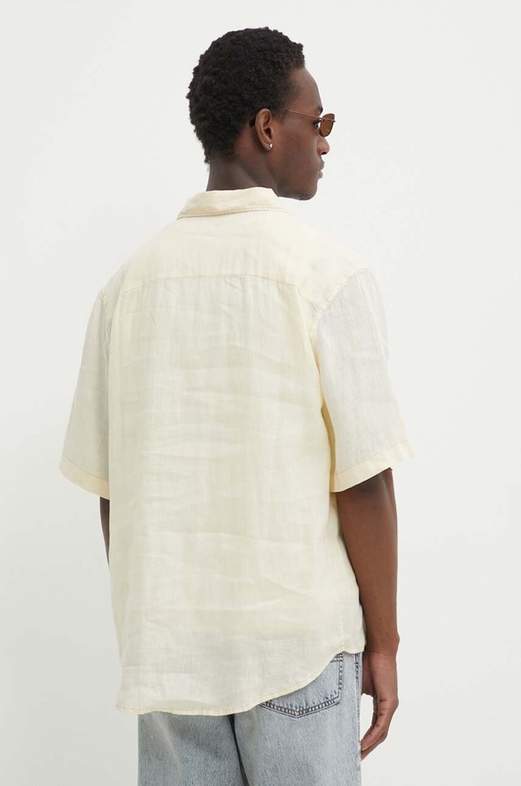 Odzież Diesel koszula lniana S-EMIL-SHORT CAMICIA A12854.0LIAL beżowy