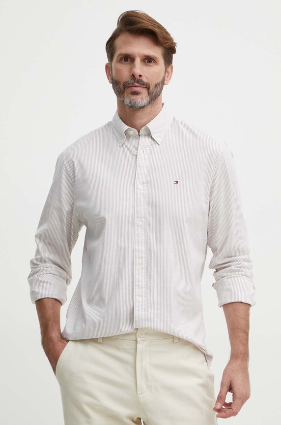 Košeľa Tommy Hilfiger regular béžová MW0MW30935