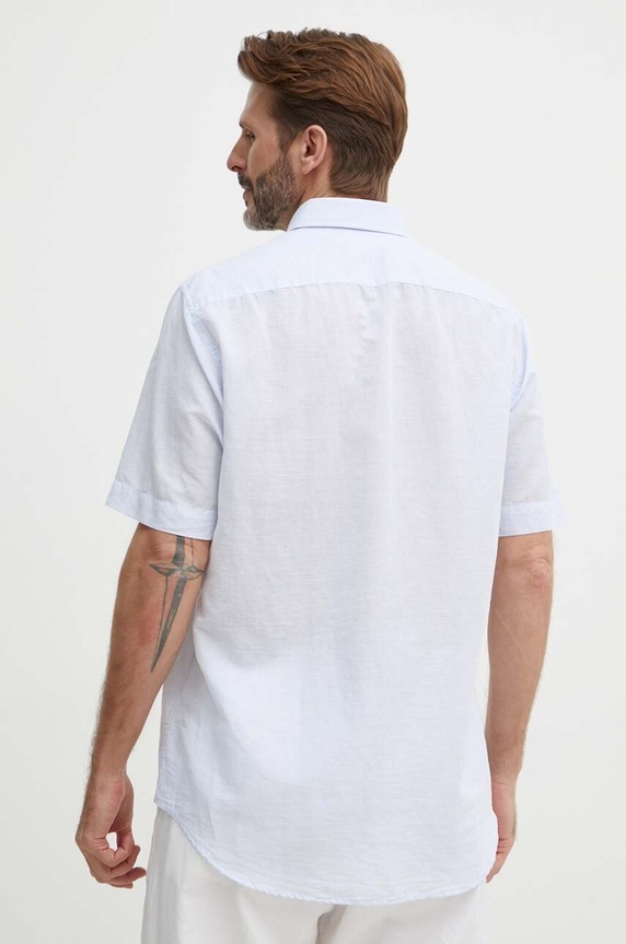 Tommy Hilfiger koszula z domieszką lnu niebieski MW0MW35323