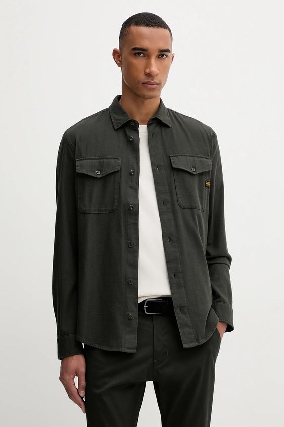G-Star Raw cămașă din bumbac Marine Slim verde D24963.D454